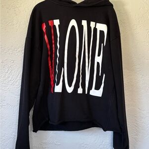 Vlone Staple Hoodie long sleeve drawstring black red  fleece sweatshirt Large